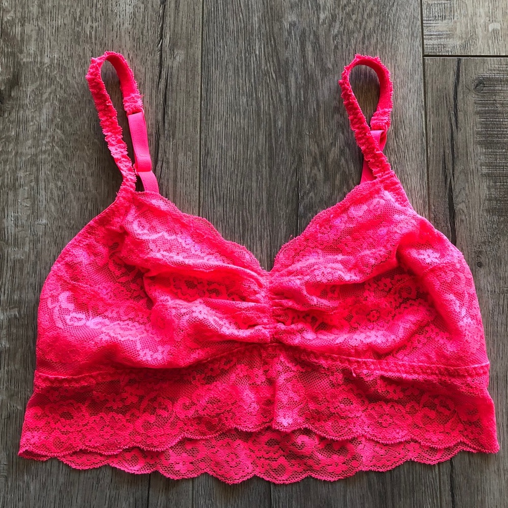 Pink Victoria’s Secret Bralette small lace neon